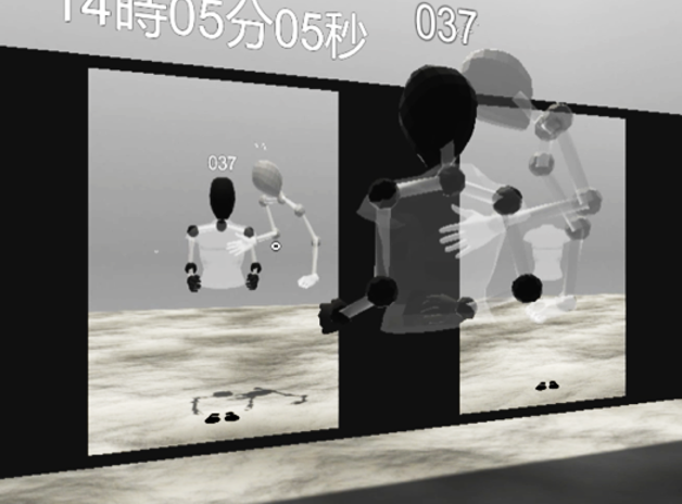 VR空間内で当事者とセラピストの動きを同時に確認できる画面